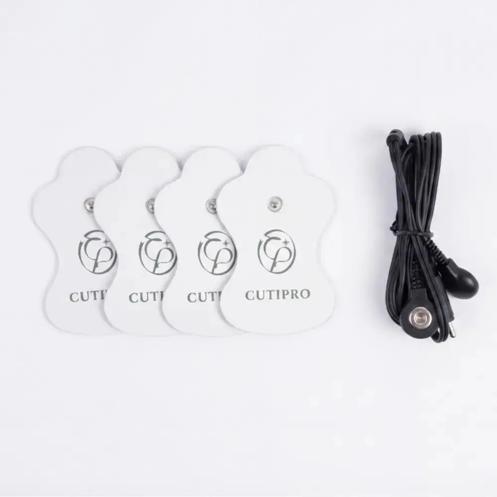 CUTI PRO EMS body patch set with four adhesive electrode pads and connection cable for at-home body care