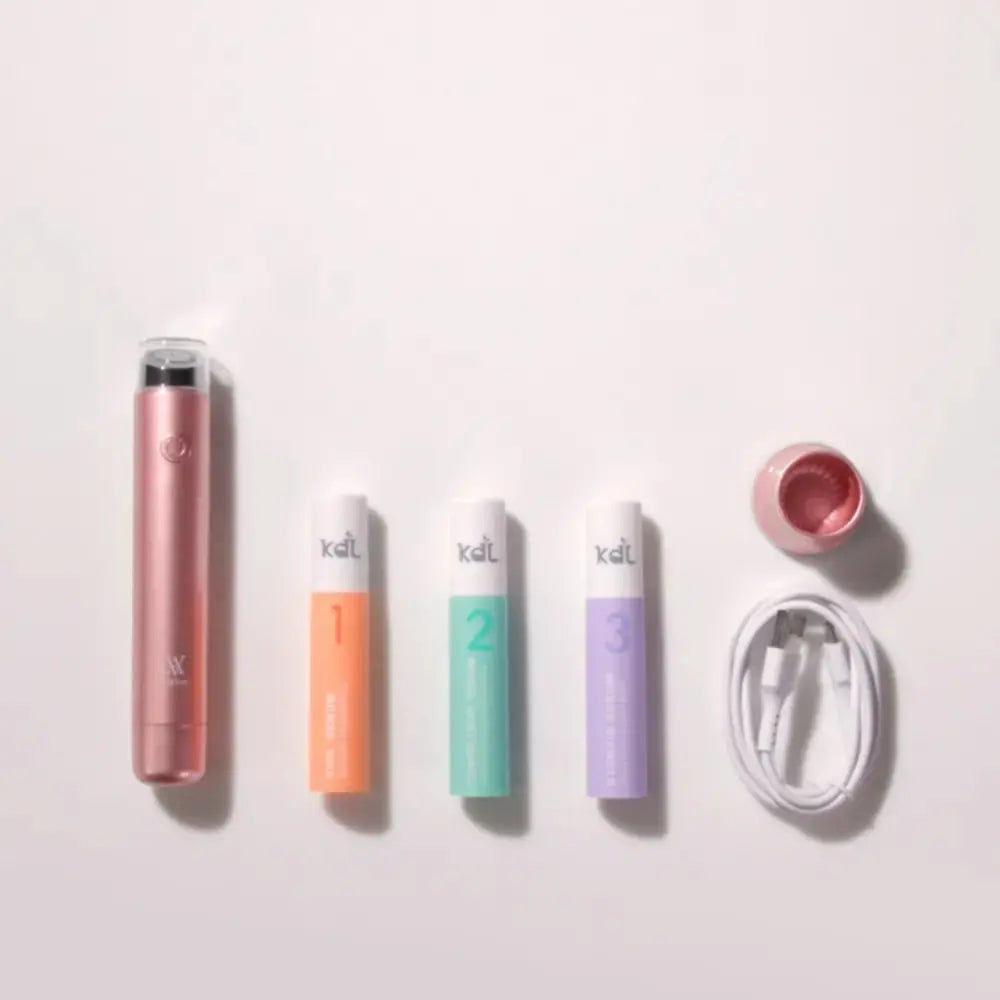 INCELLA Serum Stick device with three facial serums, stand and skincare accessories