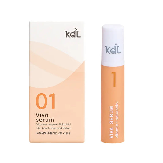 KDL Viva Vitamin Serum with packaging — formulated with Vitamin C and Bakuchiol to boost radiance and skin vitality.